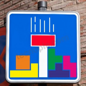señales señal de trafico Signs traffic Street Art tetris calle callejon sin salida