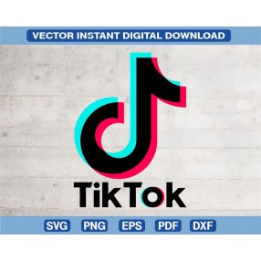 Tik tok logo vector download svg, png, eps, pdf, dxf, clip art, Cricut, Silhouette Cut File, Instant