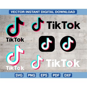 Tik tok logo vector download svg, png, eps, pdf, dxf, clip art, Cricut, Silhouette Cut File, Instant download