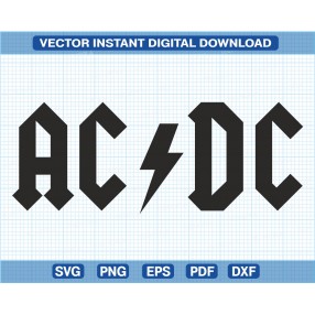 ACDC logo vector, vectorizado Heavy Metal SVG vector, Silhouette, Cricut, cameo
