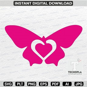 Mariposa corazón vector, svg, plt, png, eps, pdf, ai, jpg